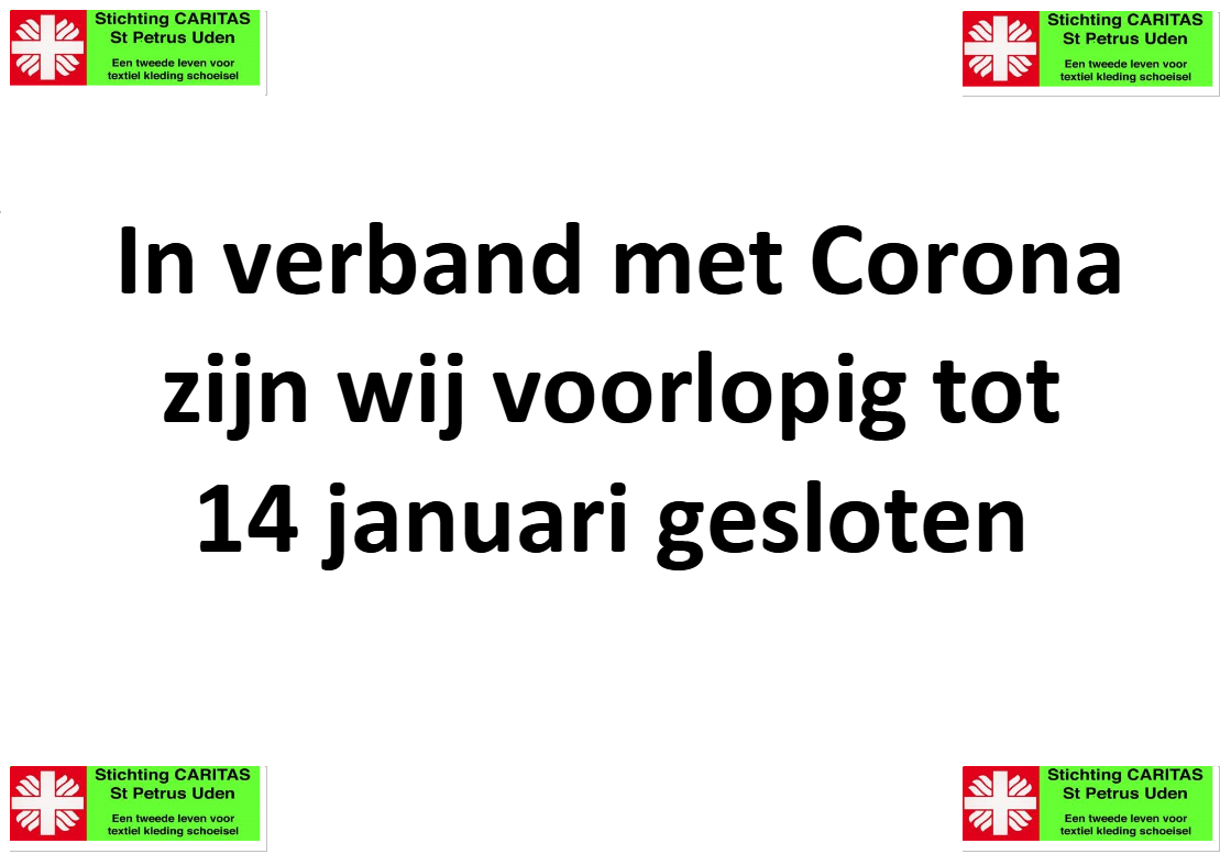 sluiting 14 januari